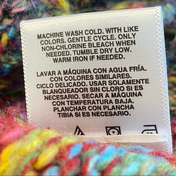 INKED & FADED Colorful Rainbow Colors V-Neck Sweater - Picture 6 of 11